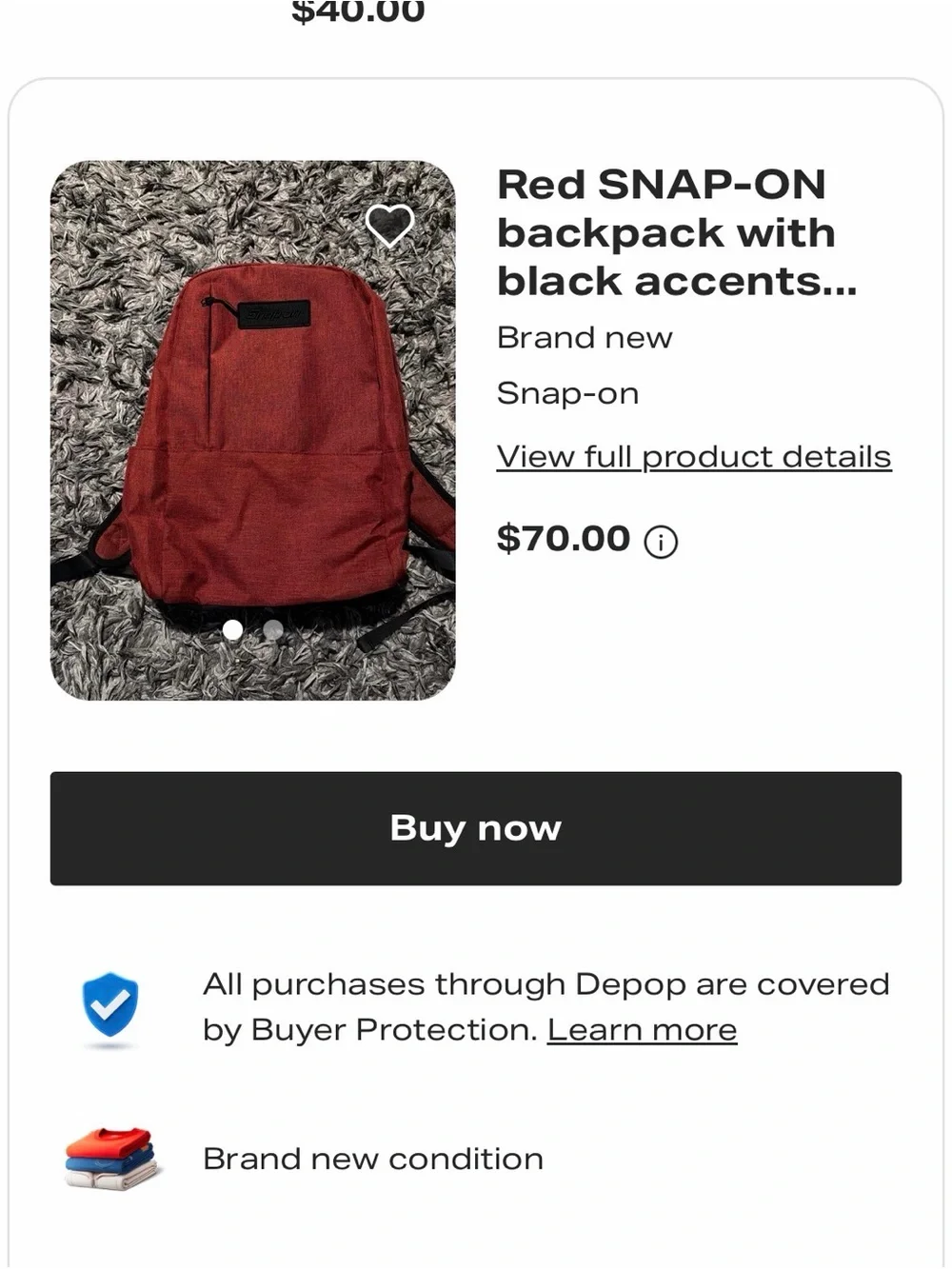 Red Snap-On backpack. Tools storage. School work.